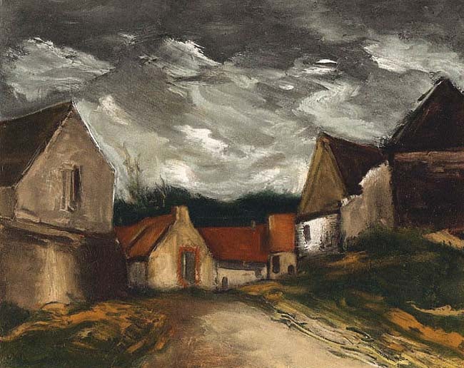 Vlaminck Lithograph 34 A village in Sarthe 1958 Framed: Title: A village in Sarthe Artist: Maurice de Vlaminck Country: France Medium: Lithograph - 34 Marks: Signed in plate, not numbered Paper Size: 12.50 x 9.50 inches Printed: 1958 by Mourlot