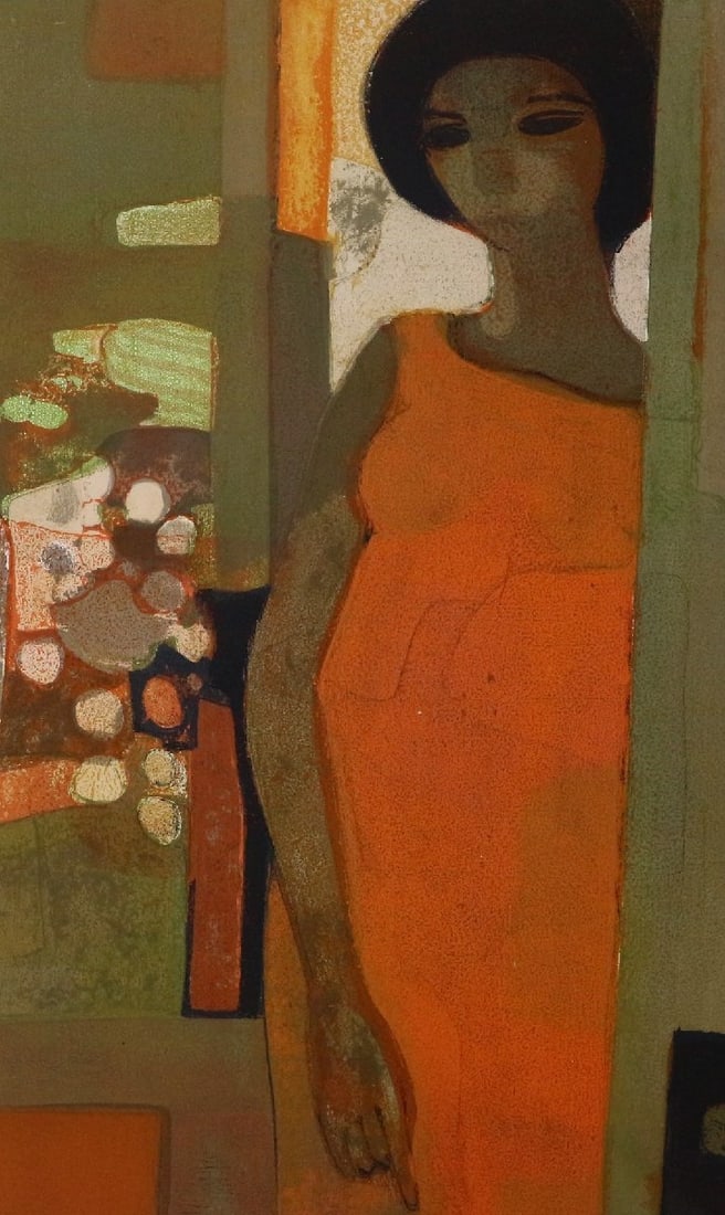 Minaux Original Lithograph La Robe Orange 1967 Signed & Numbered (1 of 3)