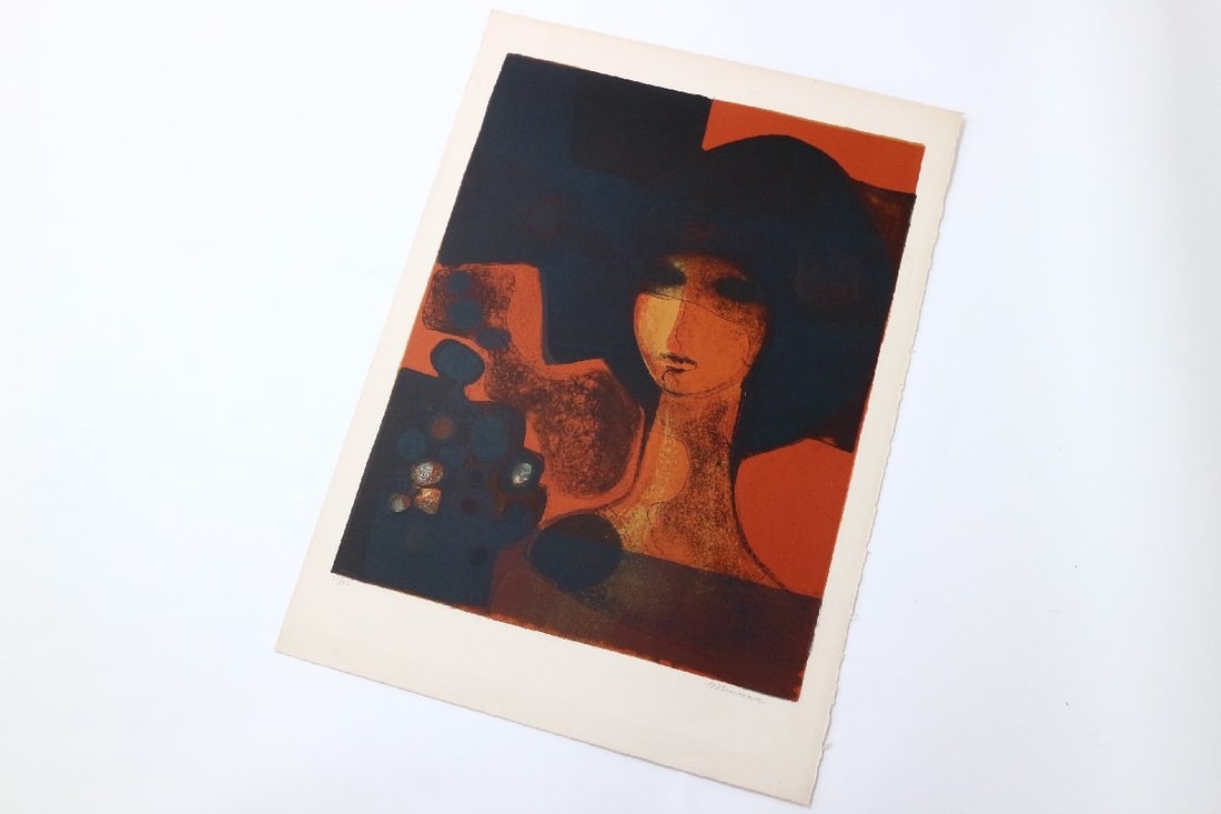 Minaux Original Lithograph Visage Rouge 1967 Signed & Numbered - 2