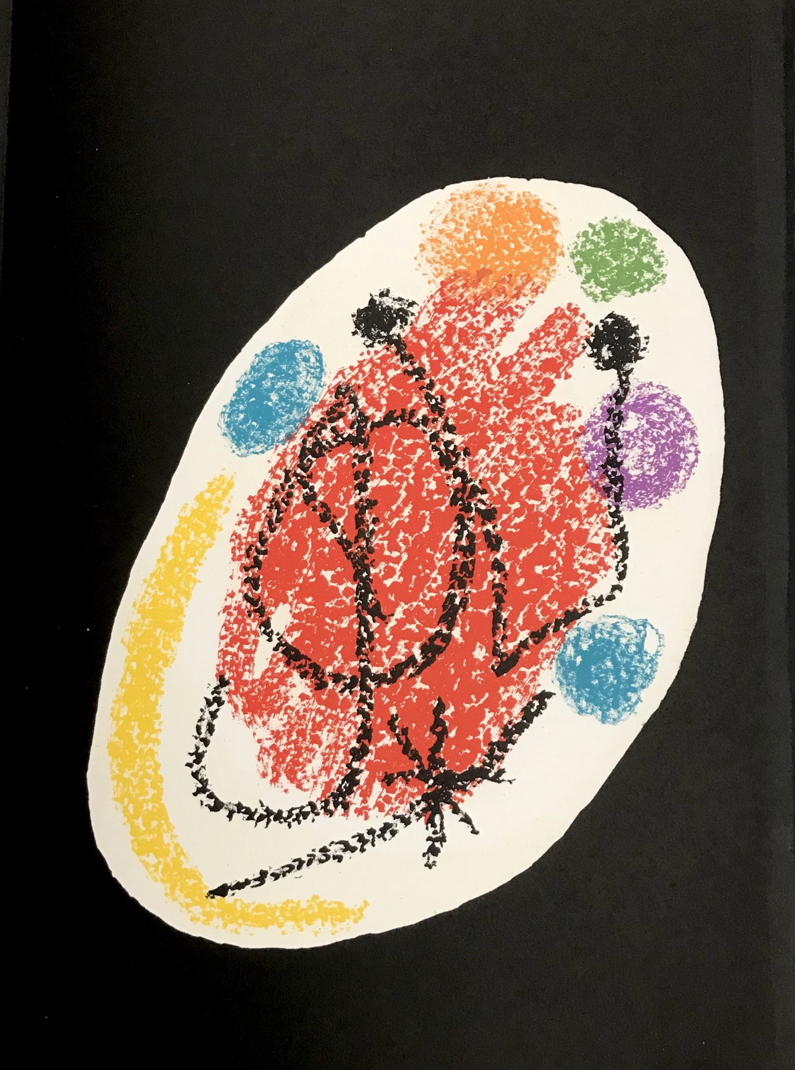 Joan Miro Original Lithograph 2 XXe Siele 1968: Artist: Joan Miro Country: Spain Title: Untitled 2 Medium: Original Lithograph Matks: not signed, not numbered Printed: by Mourlot, 1968, France Paper: Vellum paper 12.5 x 9.75 inch Provenance: XXe