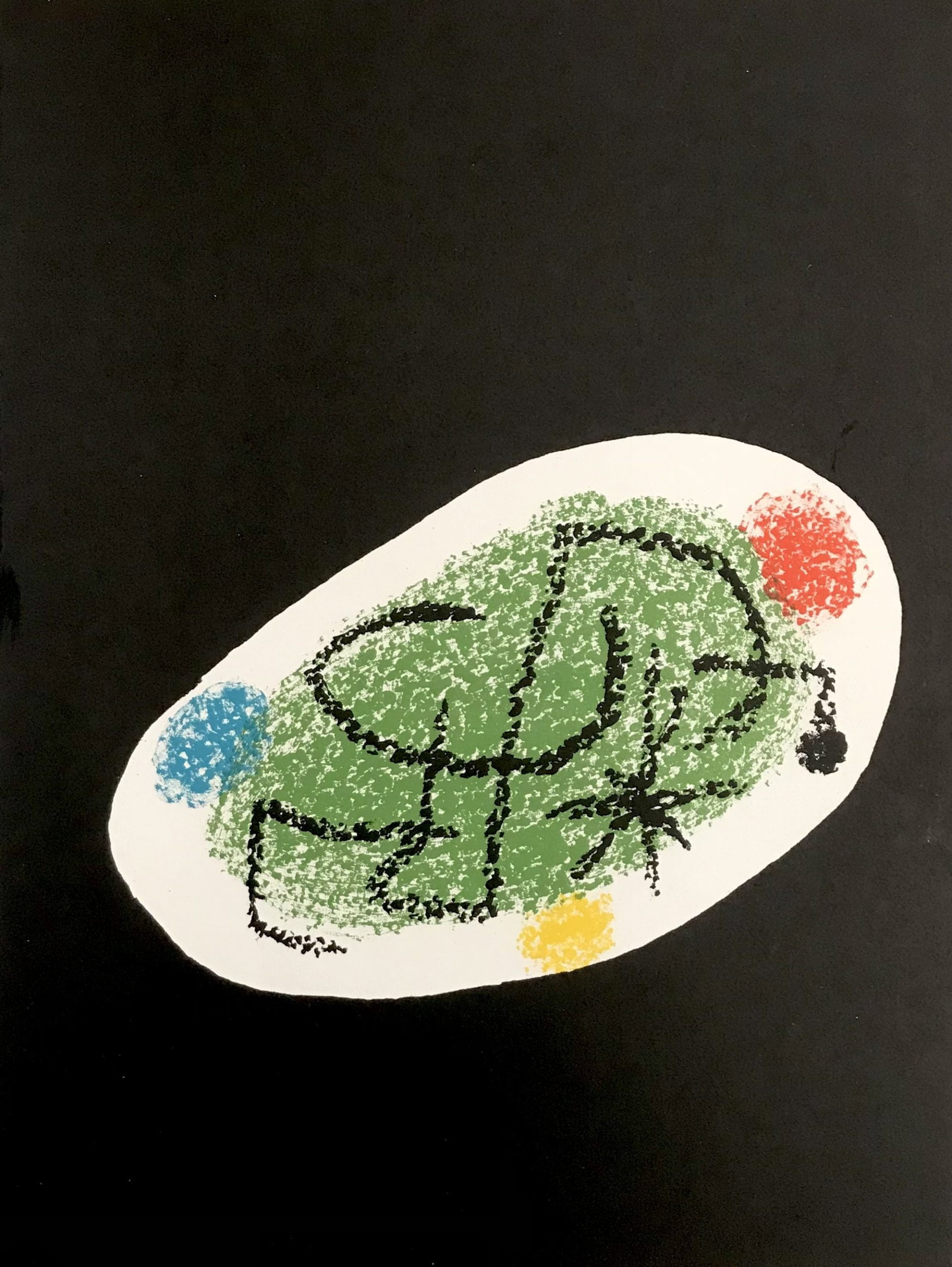 Joan Miro Original Lithograph 3 XXe Siele 1968: Artist: Joan Miro Country: Spain Title: Untitled 3 Medium: Original Lithograph Marks: Not signed, not numbered Printed: by Mourlot 1968, France Paper: Vellum paper 12.50 x 9.75 inch Provenance: XXe