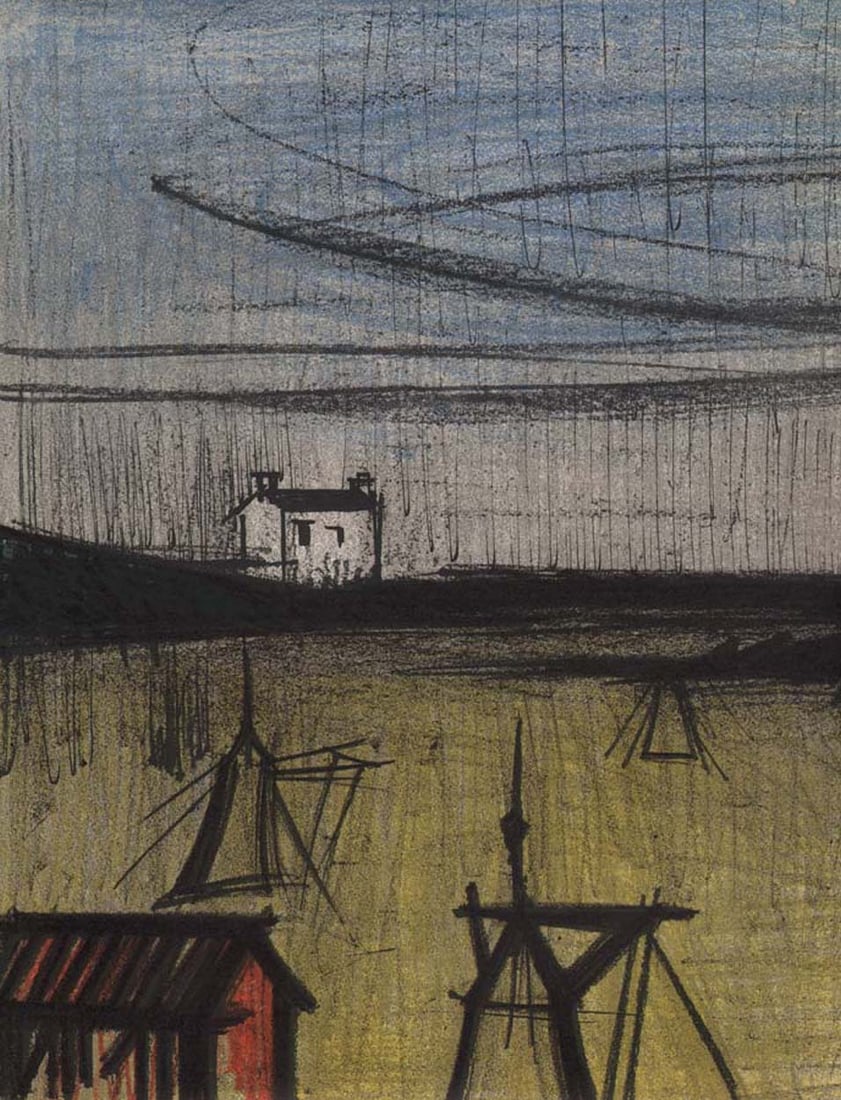 Bernard Buffet Landscape-2 Original Lithograph 1967 (1 of 1)