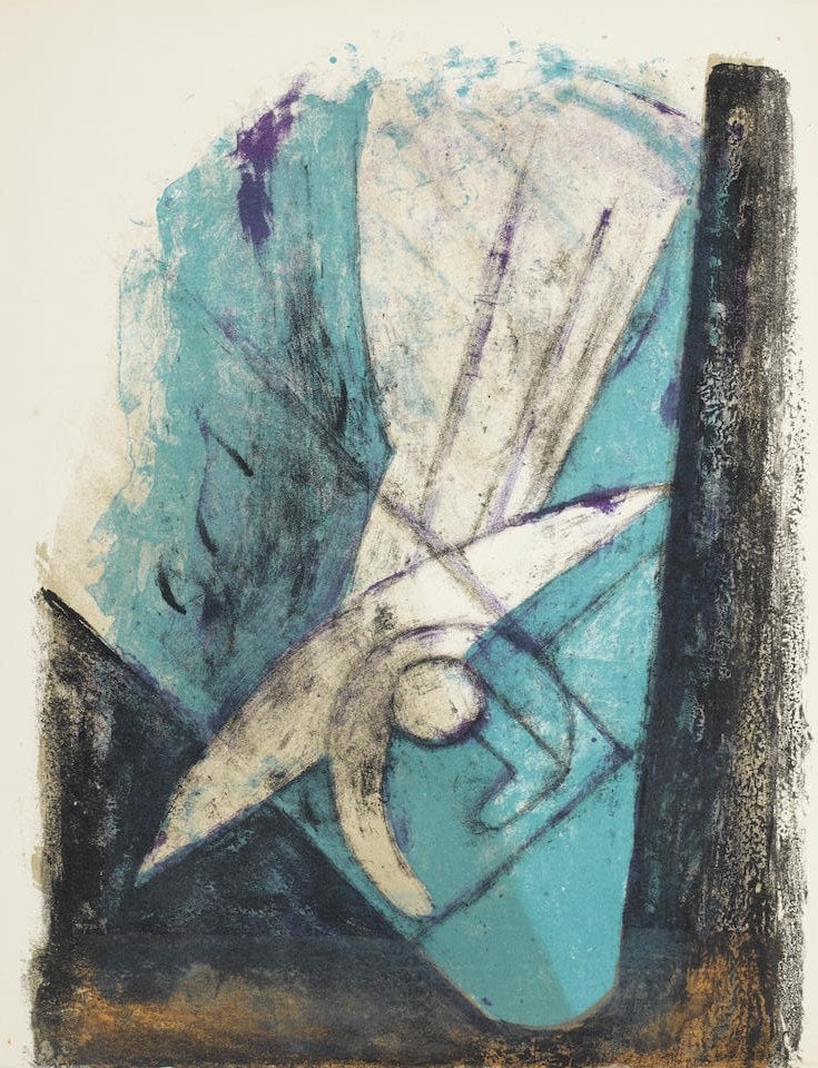 Rufino Tamayo Lithograph 13 Apocalypse of Saint John 1959: Artist: Rufino Tamayo Country: Mexico Title: Apocalypse of Saint John 13 Medium: Original Lithograph Marks: Not signed, not numbered Paper: Velim form Rives size 12.70 x 9.80 inches Printed: 1959 by L
