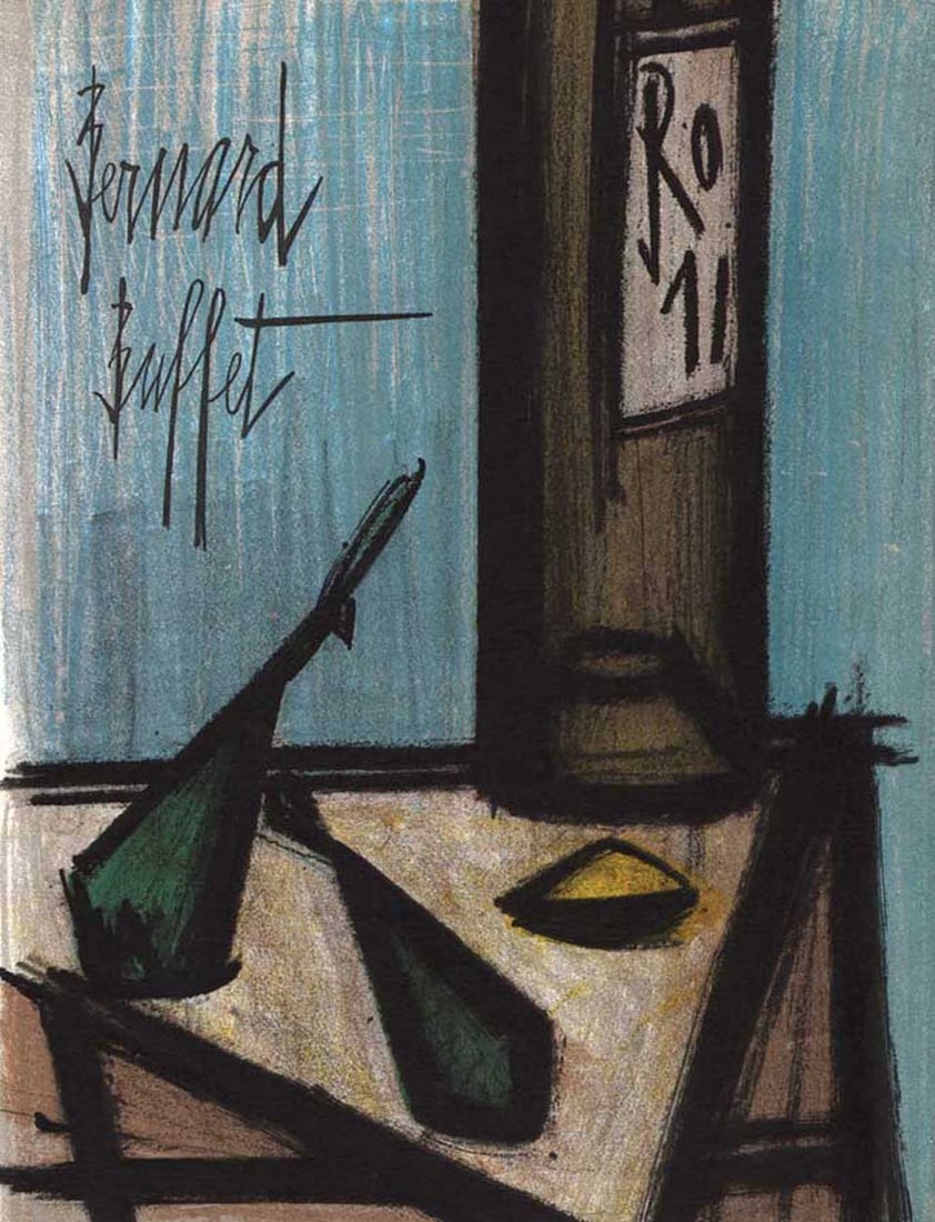 Bernard Buffet Still Life with Bottle Original Lithograph 1967 (1 of 1)