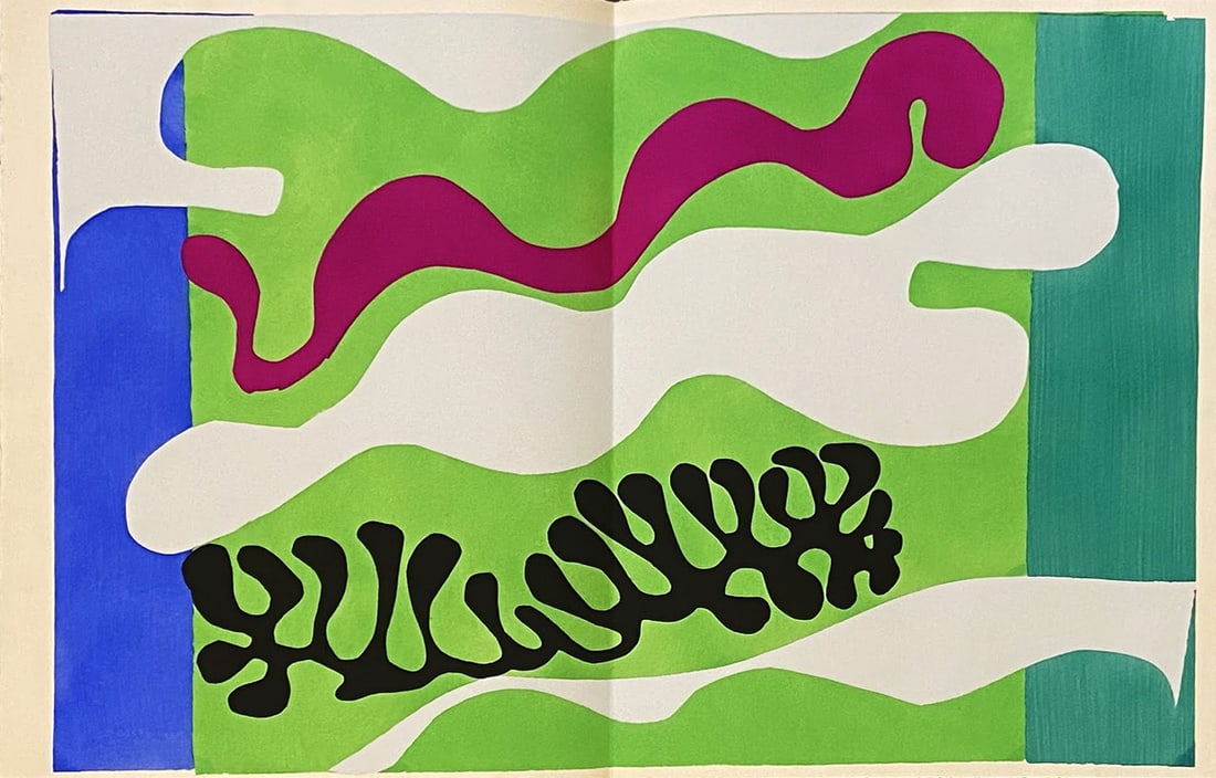 1983 Matisse Lithograph 18 jazz The Lagoon 2: Artist: Henri Matisse Country: France Title: The Lagoon 2 Medium: Lithograph Paper size: 15 x 22.5 inches, folded as published\nPrinted: On vellum paper Providence: Book Matisse Jazz1983 Condition: Fi
