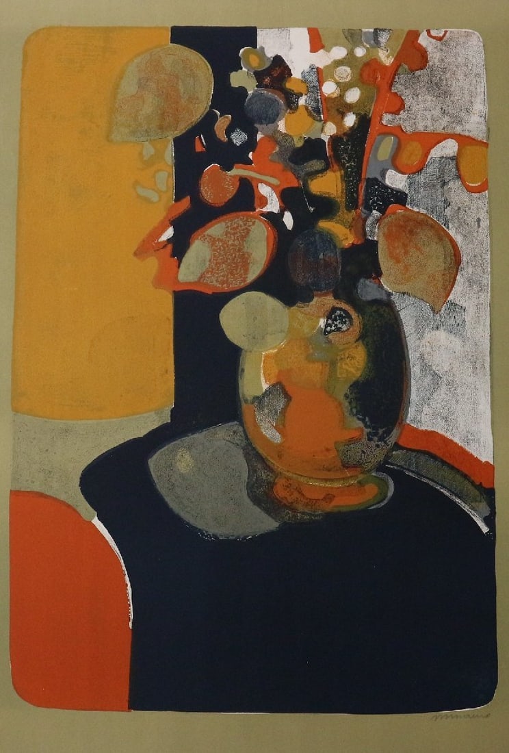Minaux Original Lithograph Le Grand Bouquet 1966 Signed & Numbered (1 of 2)