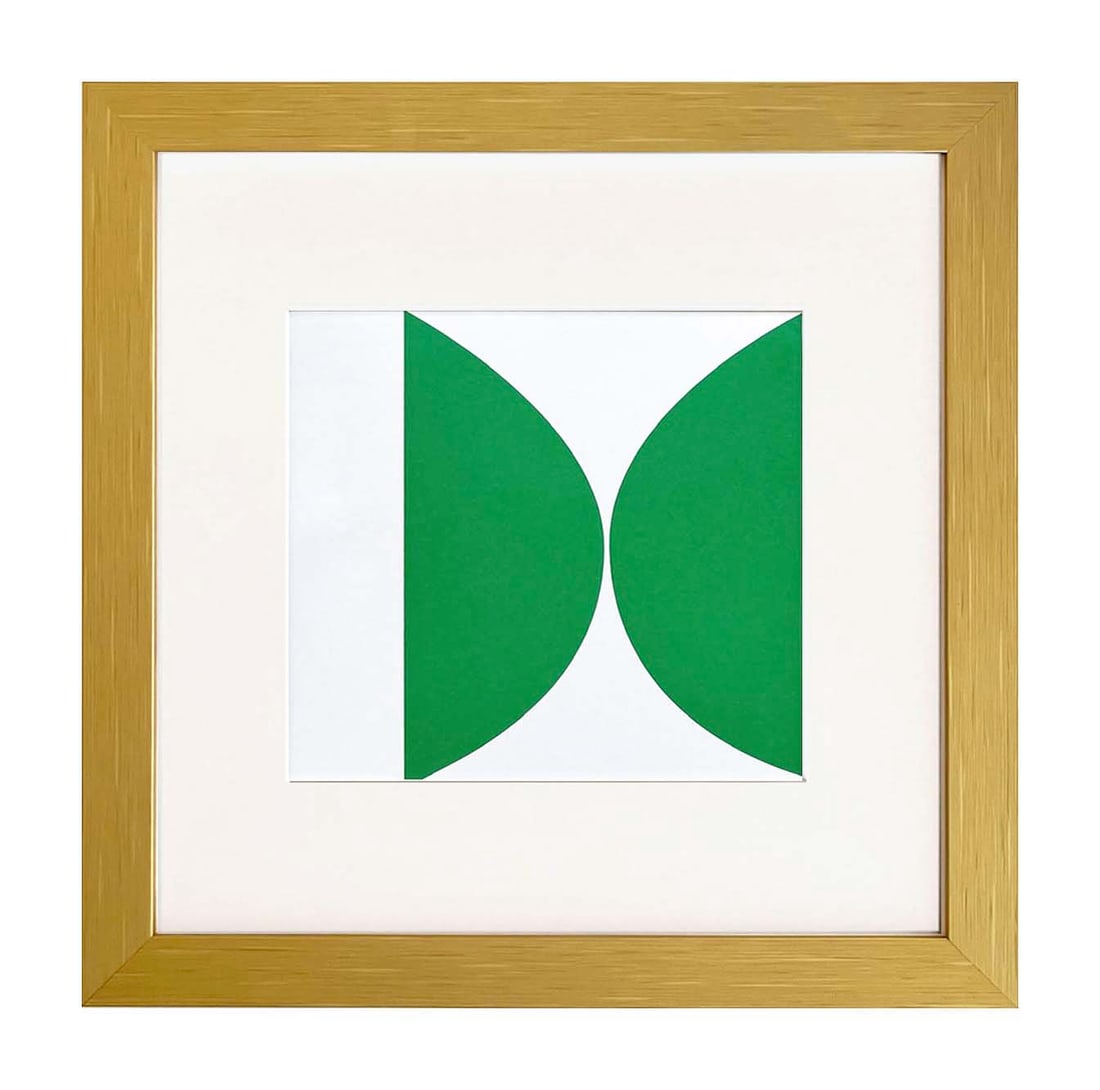 Ellsworth Kelly 1999 Green Curves 10 framed: Artist: Ellsworth Kelly Title: Green Curves Medium: Linogravure 10 Marks: Not signed, not numbered Printed: 1999 by Heinrich Winterscheidt, Dsseldorf Size: 7.50 x 8 inches Provenance: Kelly