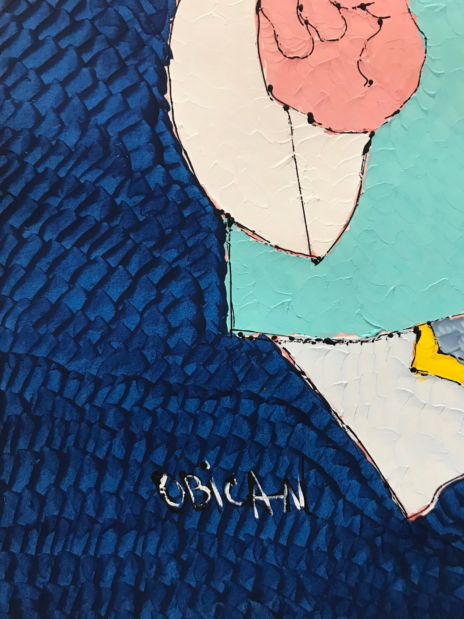 Jovan Obican Holding 2 Birds Original Acrylic Painting - 5