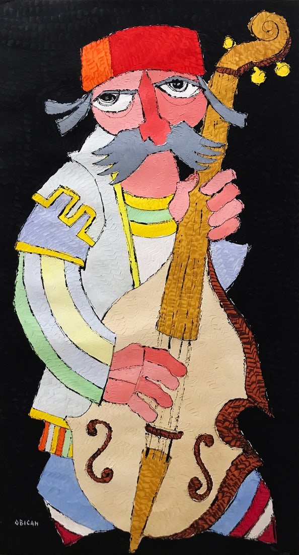 Jovan Obican Guitar Player Original Acrylic Painting (1 of 4)