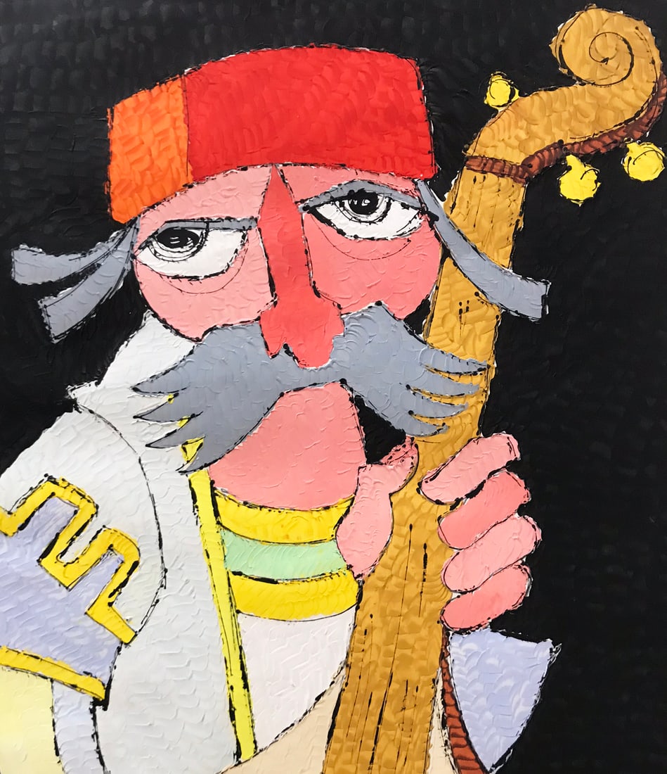 Jovan Obican Guitar Player Original Acrylic Painting - 2
