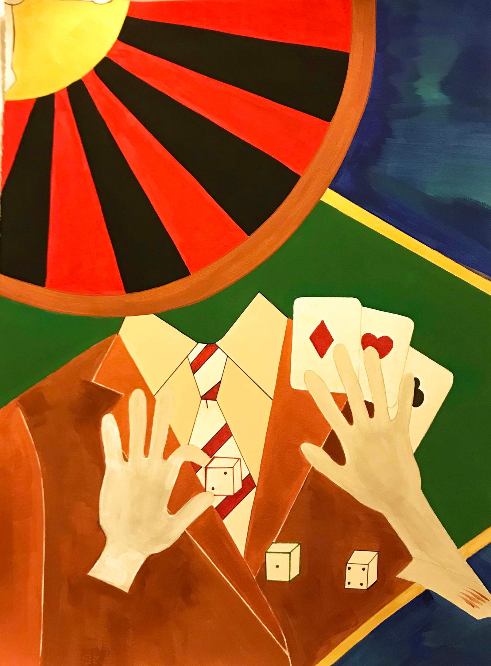 Grace Absi Casino Royal 2018 Acrylic Painting on Arches Paper: Title: Casino Royal Artist:Grace Absi Country: USA Medium: Acrylic Painting on Arches paper Marks: Created and signed in 2018 Size: Arches paper 30 x 22 inch Condition: Fine Certificate of