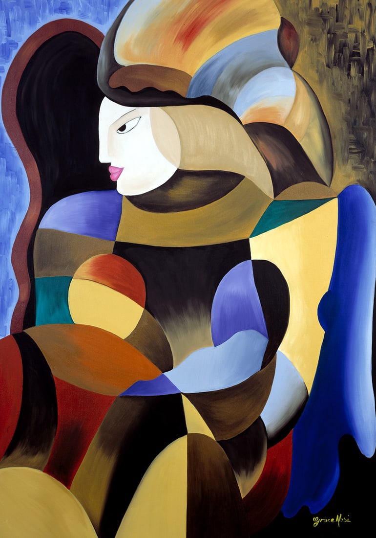 Grace Absi Queen 2000 Oil Painting on canvas Framed: Title: Queen Artist:Grace Absi Country: USA Medium: Oil Painting on Canvas Marks: Created & Signed in 2000 Canvas Size: 43 x 32 inch Certificate of Authenticity Is Included Framed with