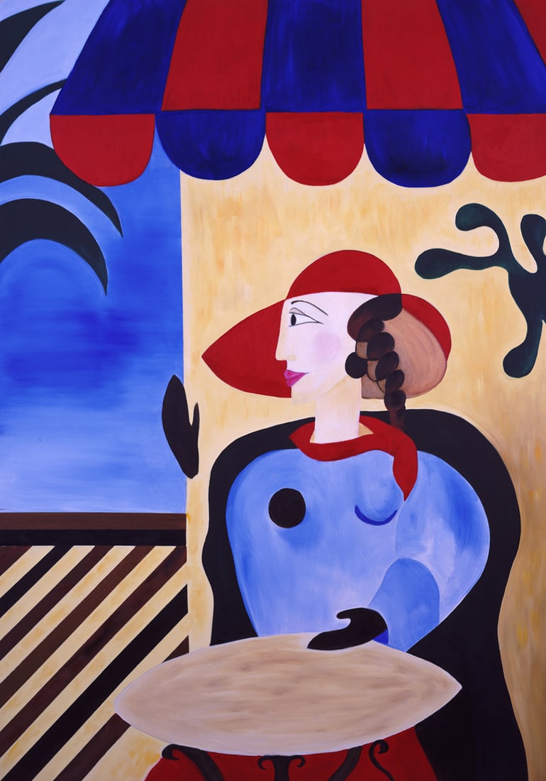 Absi Grace Balcony View 2001 Oil Painting on Canvas: Title: Balcony View Artist:Grace Absi Country: USA Medium: Oil Painting on Canvas Marks: Created & Signed in 2001 Canvas Size: 48 x 36 inch Certificate of Authenticity Is Included Grace Absi is a