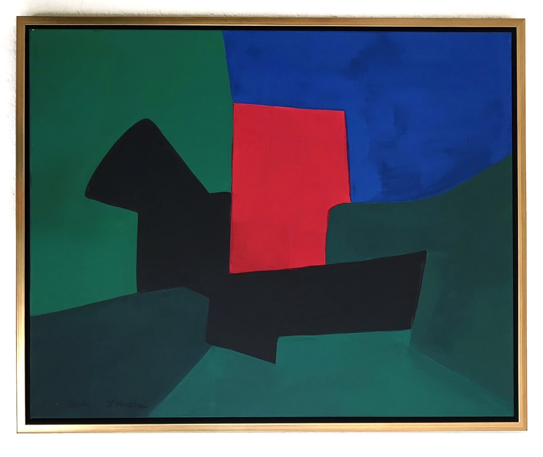 Grace Absi & J Merhi Composition 6 Acrylic Painting on Canvas 2019 Framed: Title: Composition No. 6 Author: Grace Absi & J. Merhi Country: USA Medium: Acrylic painting on Canvas Marks: Created & signed Collectively in 2019 Canvas Size: 24 x 30 inch Condition: Fine Ce