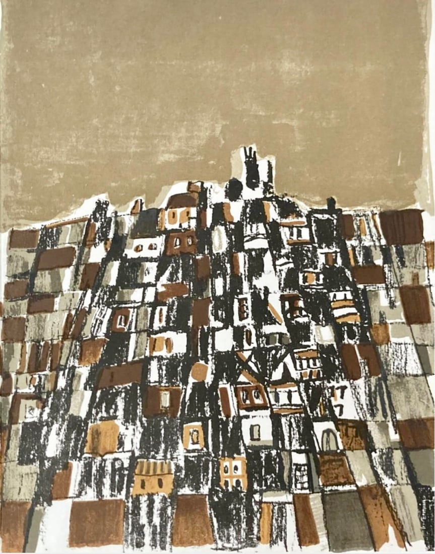 Vieira da Silva Lithograph Spanish village 1966 XXe Siecle: Artist: Maria Helena Vieira da silva Country: Portugal / France Title: Spanish Village Medium: Original Lithograph Marks: Not signed or numbered Paper size: 12.50 x 9.50 inch Printed: 1966 by Mourlot 