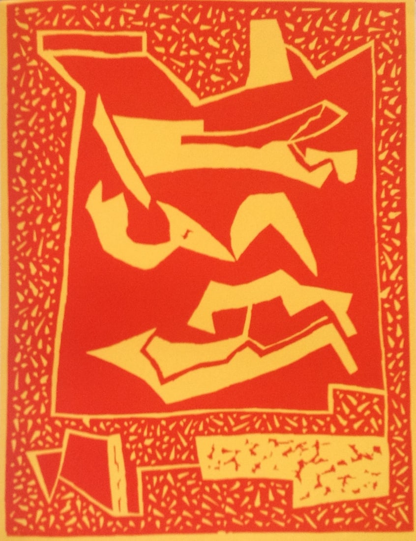 Alberto Magnelli Original Woodcut 1938 for XXe siecle: Artist: Alberto Magnelli Country: Italy Title: Untitled Medium: Original Woodcut Marks: Not signed, not numbered Paper Size: Vellum paper 12.50 x 9.50 inch Printed: 1938 in France Provenance: XXe