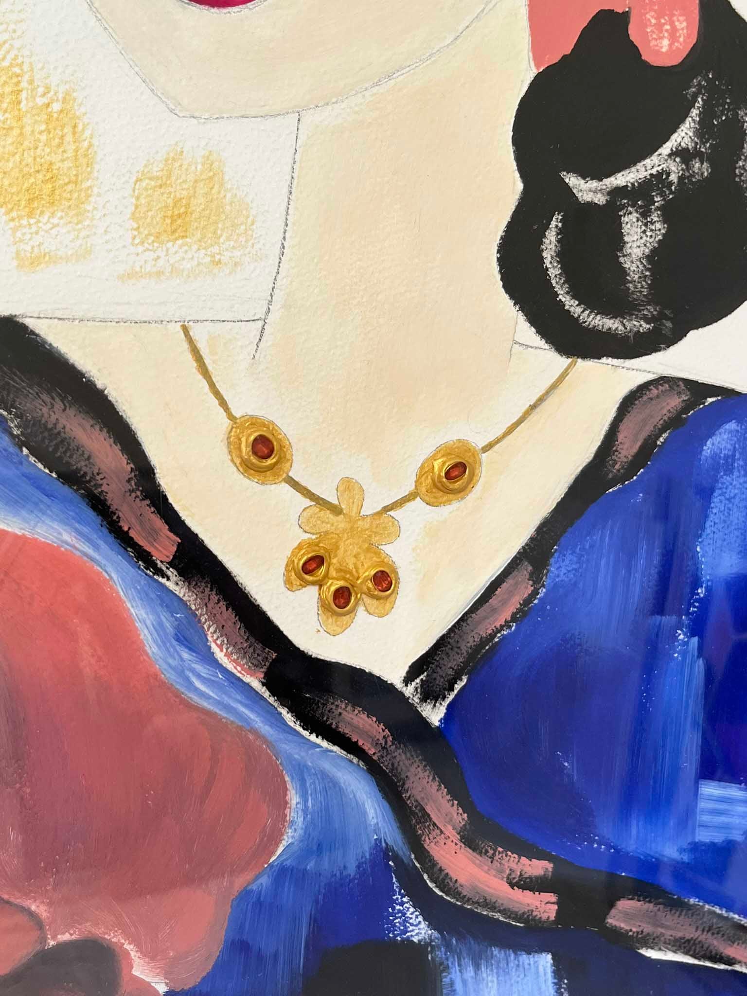 Grace Absi Contchita 2001 Oil Painting on Arches Paper Framed - 4
