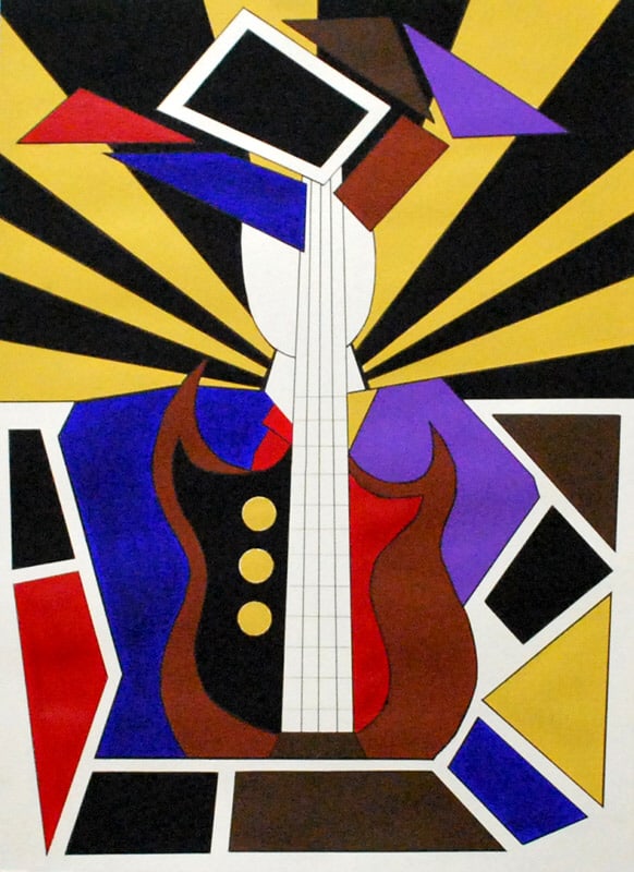 Absi Grace The Musiciens 2013 Acrylic Painting on Arches paper Framed: Title: The Musicians Artist: Grace Absi Country: USA Medium:Acrylic Painting on Arches Paper Marks: Created & Signed in 2002 Size: Arches Paper 30 x 22 inch COA: Certificate of Authenticity Is