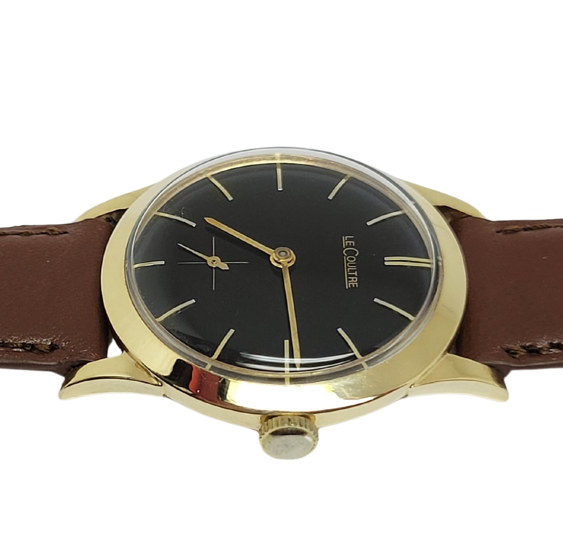 Vintage 14k LeCOULTRE Winding Watch c.1960s Cal 480/CW* BLACK DIAL*EXLNT - 6
