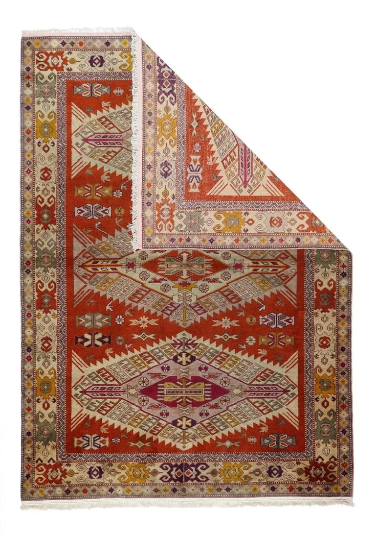 Vintage Turkish Wool Rug 4'10'' X 6'8'' - 2