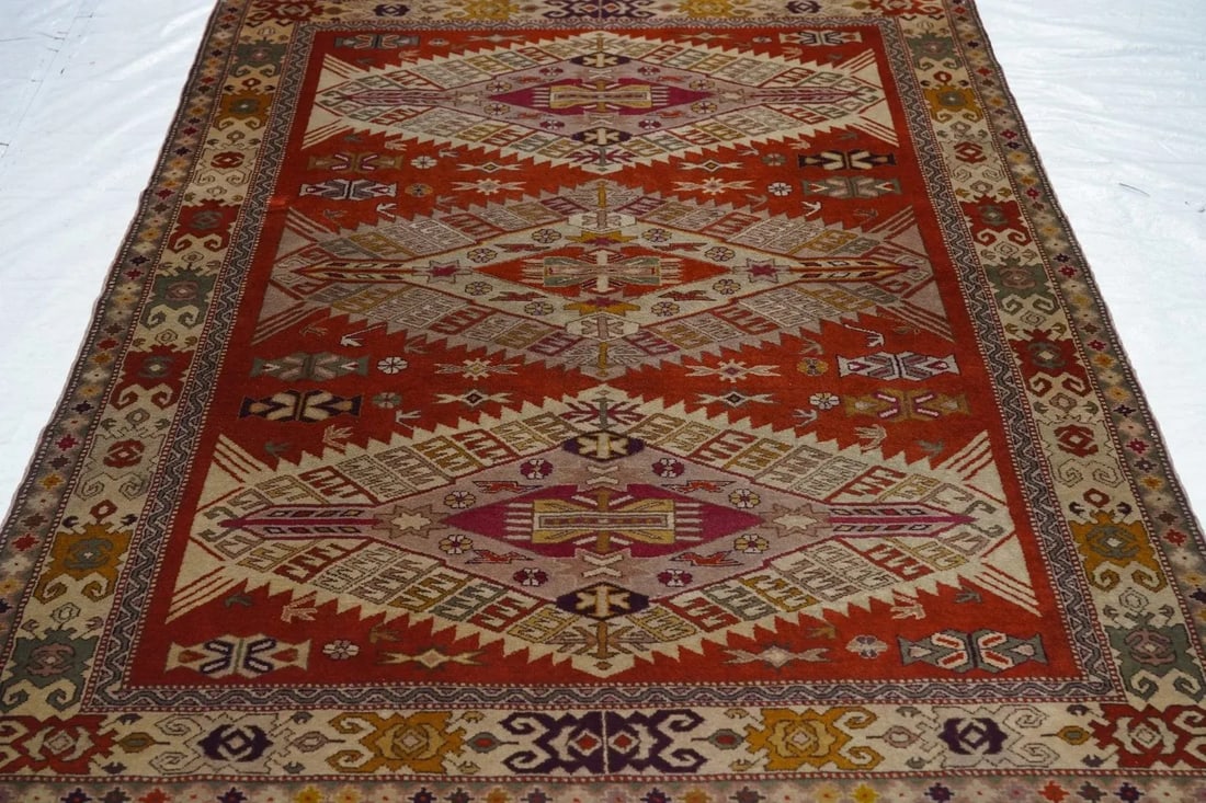 Vintage Turkish Wool Rug 4'10'' X 6'8'' - 7