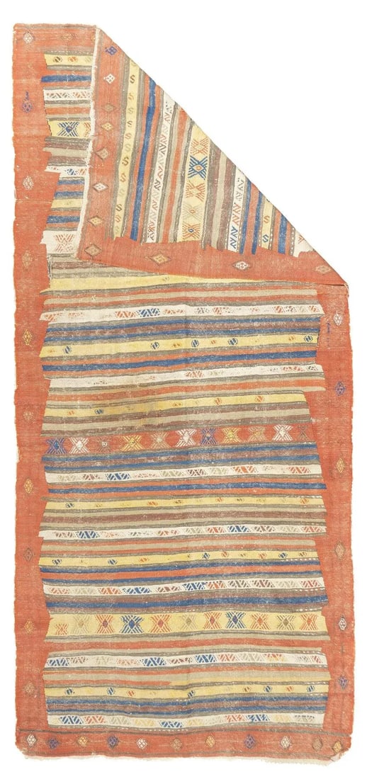 Antique Turkish Kilim Rug 4'9'' x 10'5'' - 5
