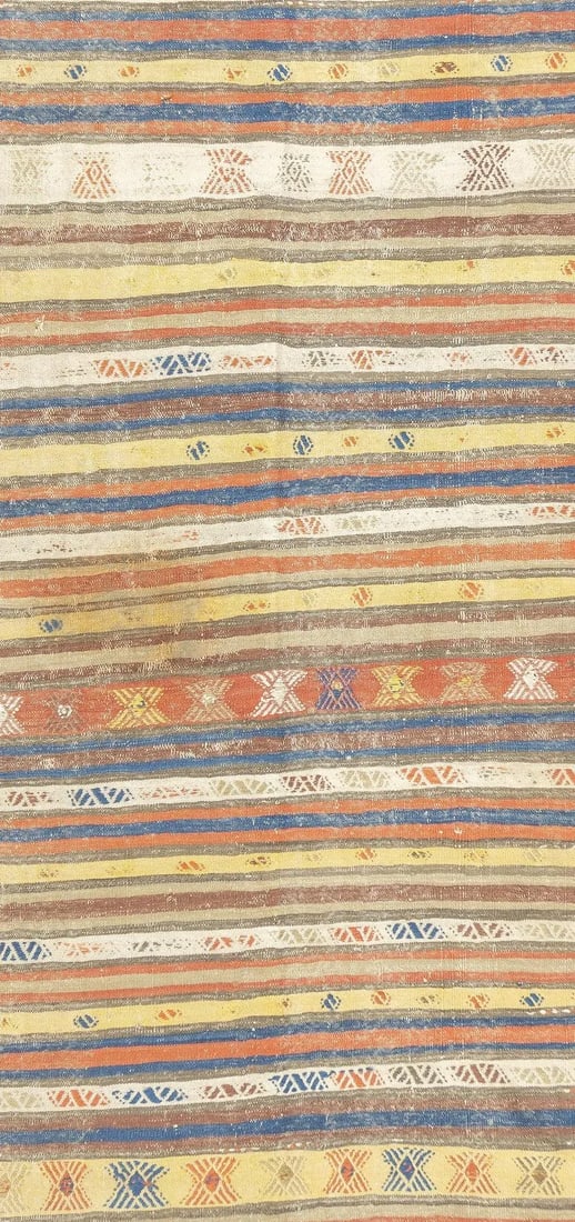 Antique Turkish Kilim Rug 4'9'' x 10'5'' - 6