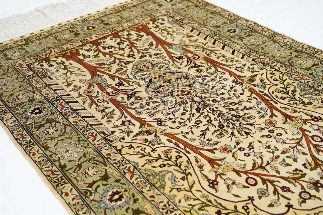 Extremely Fine Turkish Silk Hereke Rug 3'4'' X 5'0'' - 10