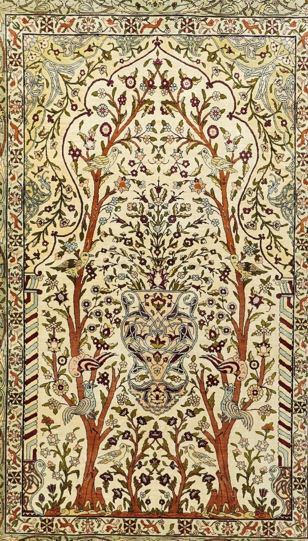 Extremely Fine Turkish Silk Hereke Rug 3'4'' X 5'0'' - 3
