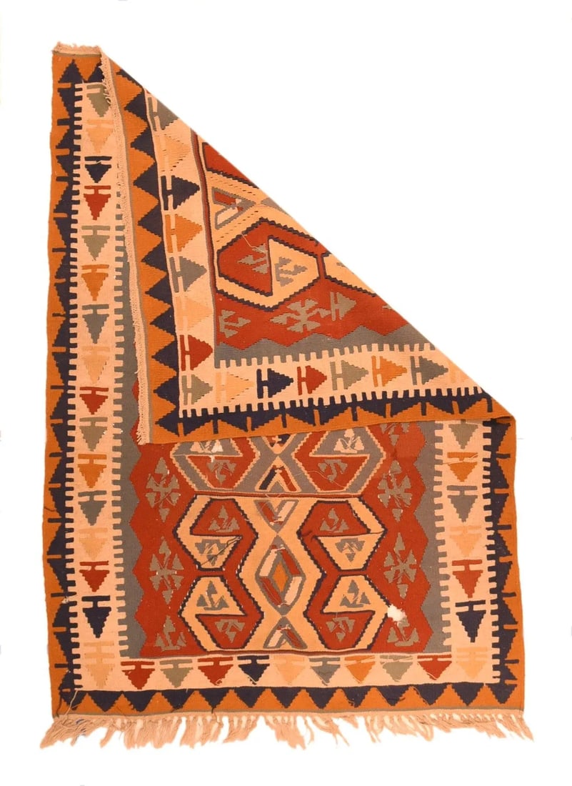 Vintage Turkish Kilim Rug 3'2'' X 5'3'' - 2