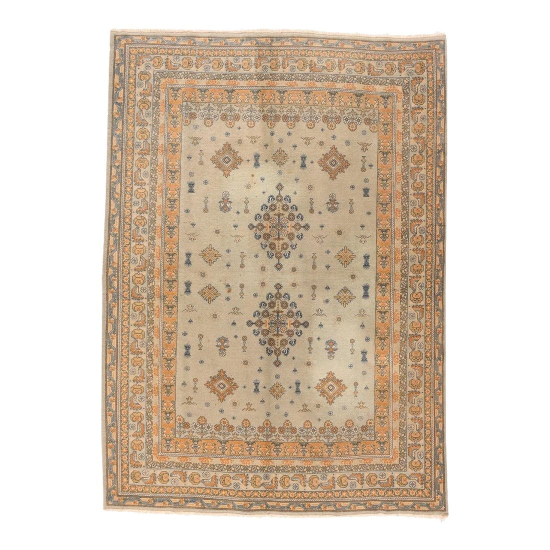 Vintage Turkish Sivas Rug 5'0'' X 7'11'': The commercial roomsize carpets and scatter rugs of medium weave and precise drawing, from workshops in the eastern Anatolian city of Sivas. The "Turkish Tabriz". Cotton foundations, lowish pile.