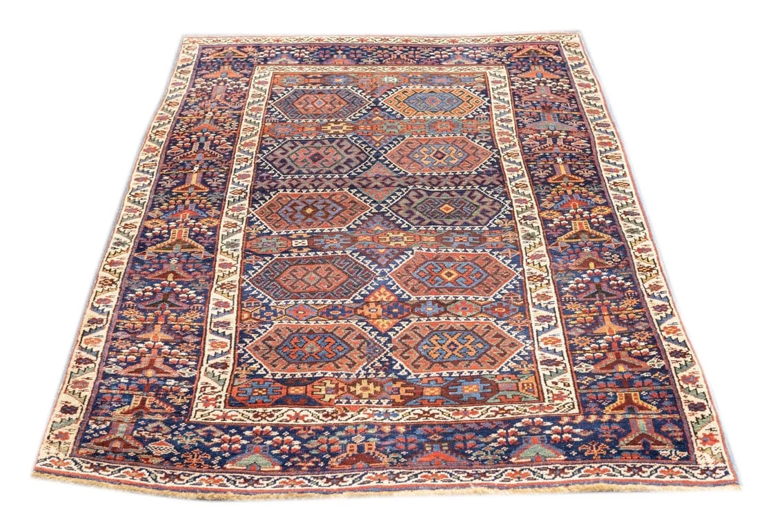 Late 18th Century Antique Tribal Kurdish Rug 4'2'' x 6'4'' - 12
