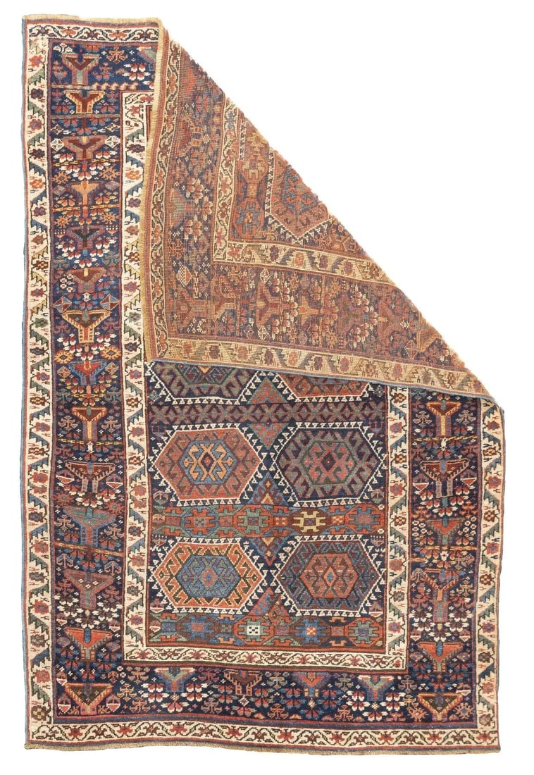 Late 18th Century Antique Tribal Kurdish Rug 4'2'' x 6'4'' - 5