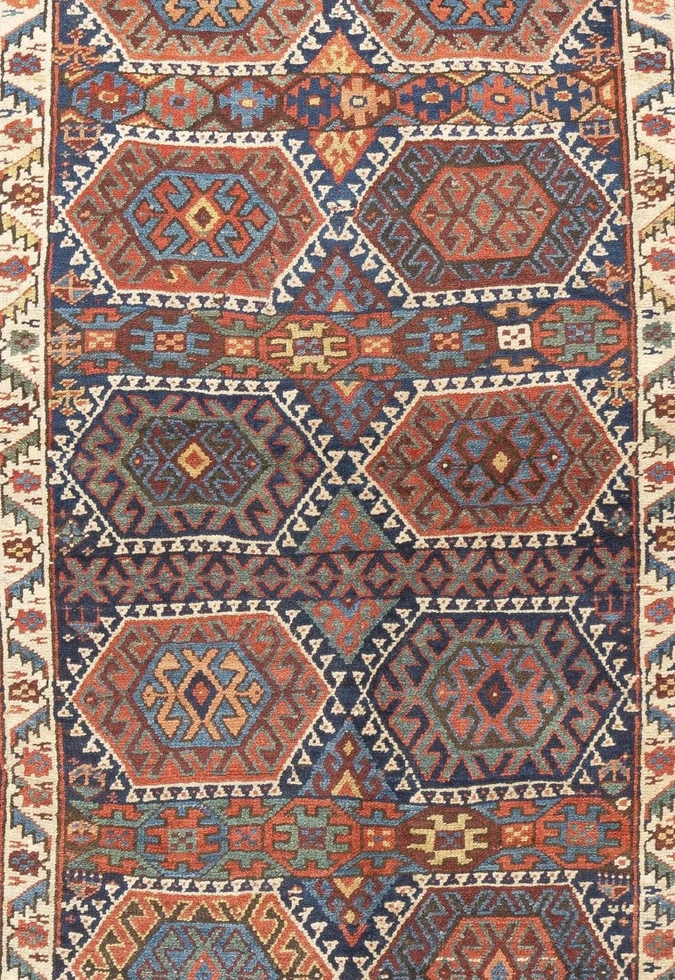 Late 18th Century Antique Tribal Kurdish Rug 4'2'' x 6'4'' - 6
