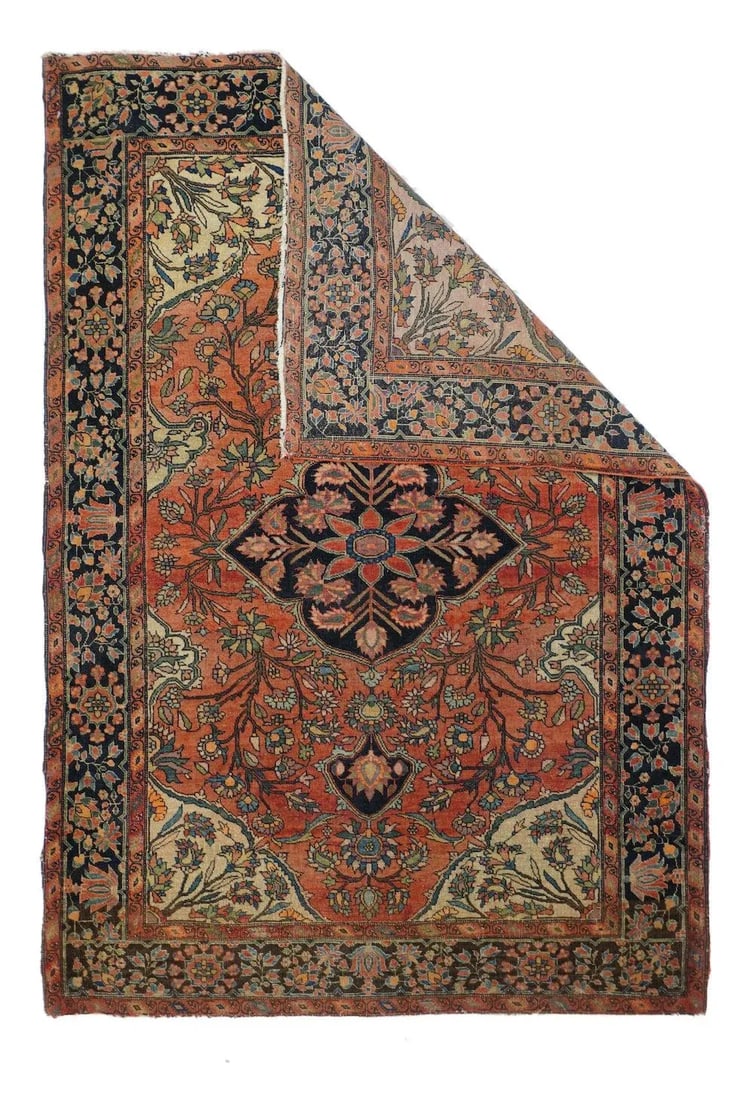 Late 18th Century Antique Persian Farahan Sarouk Rug 3'4'' x 4'10'' - 2