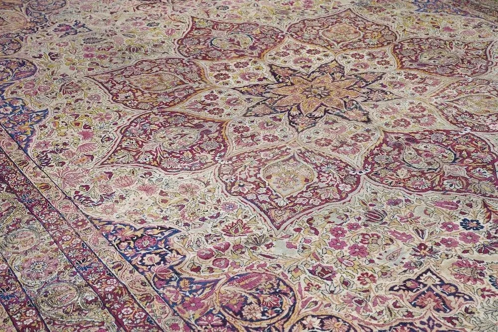 Late 18th Century Antique Ivory Lavar Kerman Rug 10'1'' x 14'11'' - 10