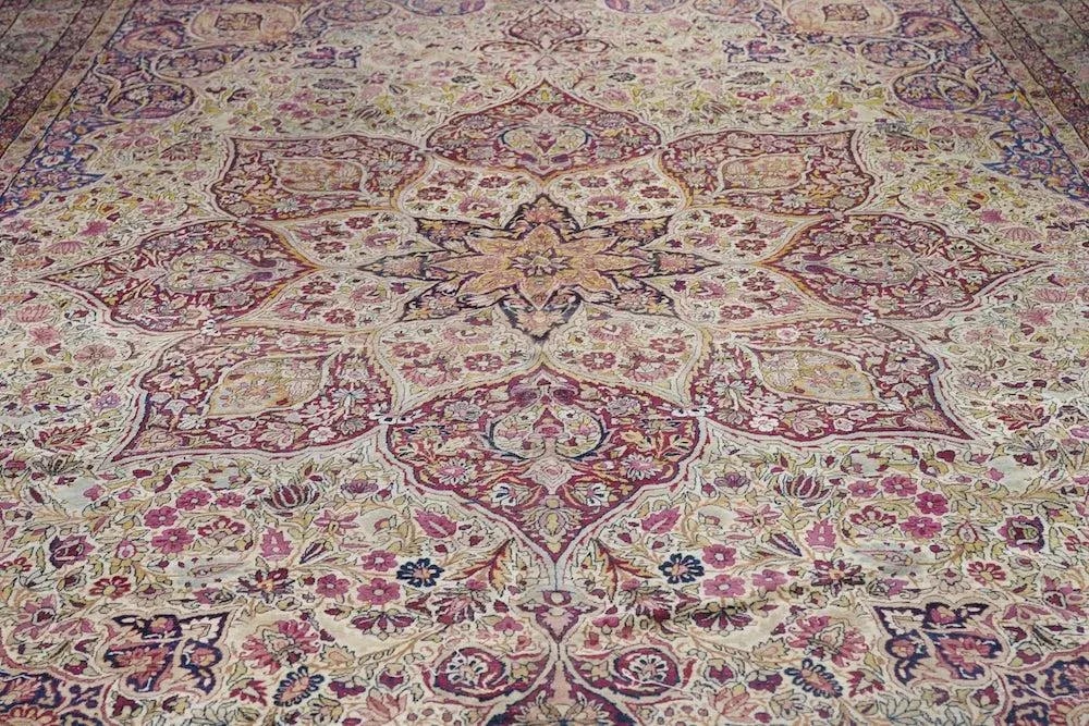 Late 18th Century Antique Ivory Lavar Kerman Rug 10'1'' x 14'11'' - 11
