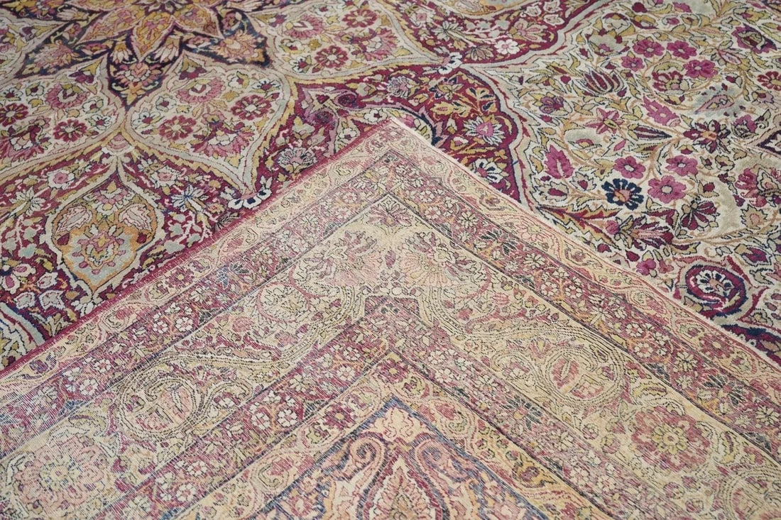 Late 18th Century Antique Ivory Lavar Kerman Rug 10'1'' x 14'11'' - 4