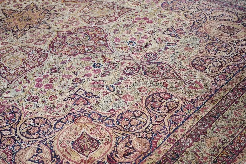 Late 18th Century Antique Ivory Lavar Kerman Rug 10'1'' x 14'11'' - 9