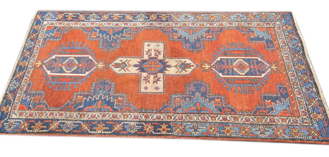 Antique Persian Heriz Rug 3'10'' x 4'5'' - 11