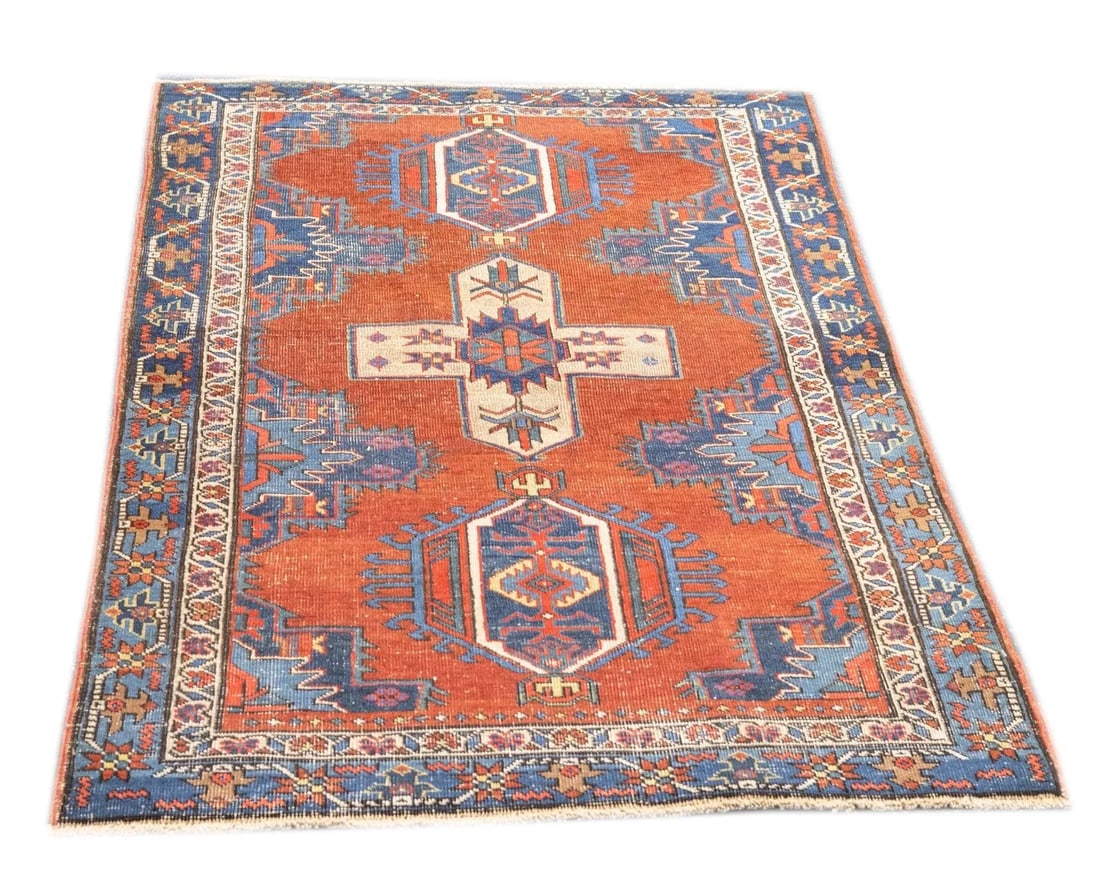 Antique Persian Heriz Rug 3'10'' x 4'5'' - 12