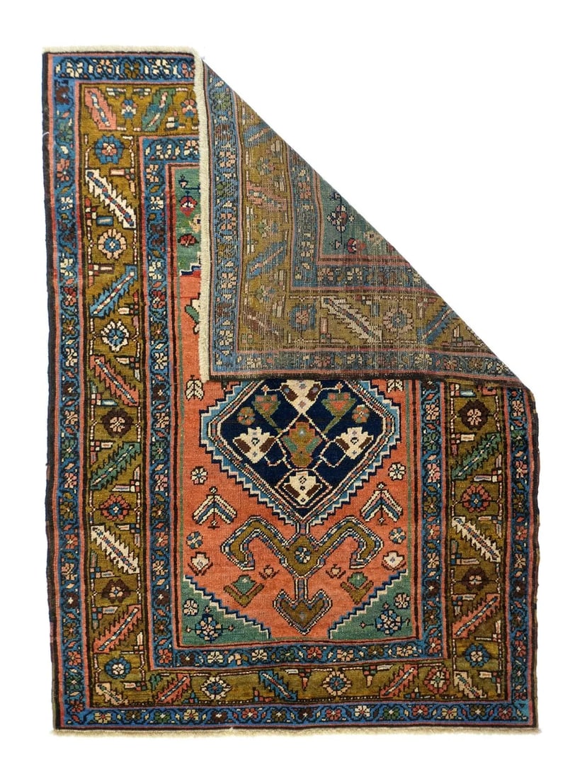 Antique Persian Heriz Rug 3'9'' x 5'1'' - 2