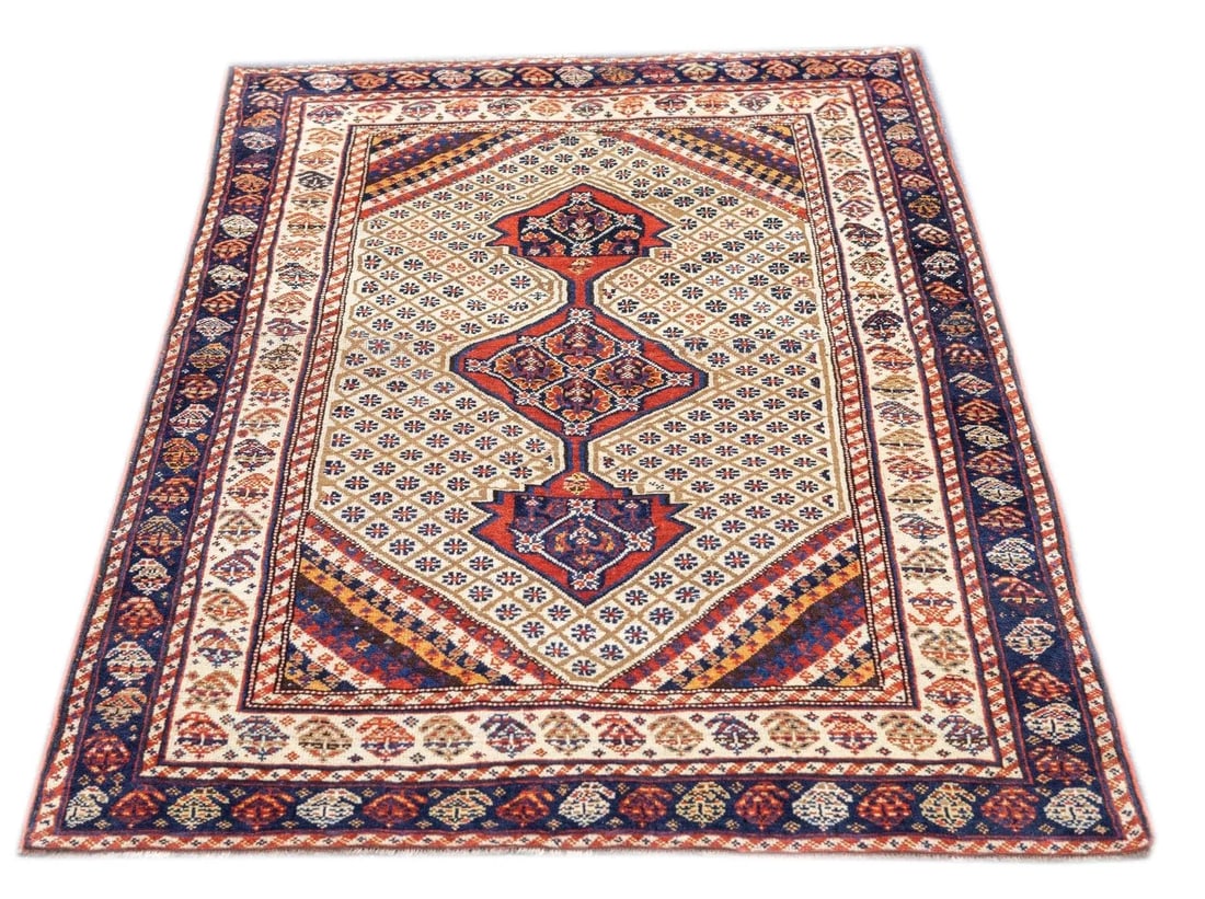 Antique Persian Qashqai Rug 3'4'' x 5'3'' - 12