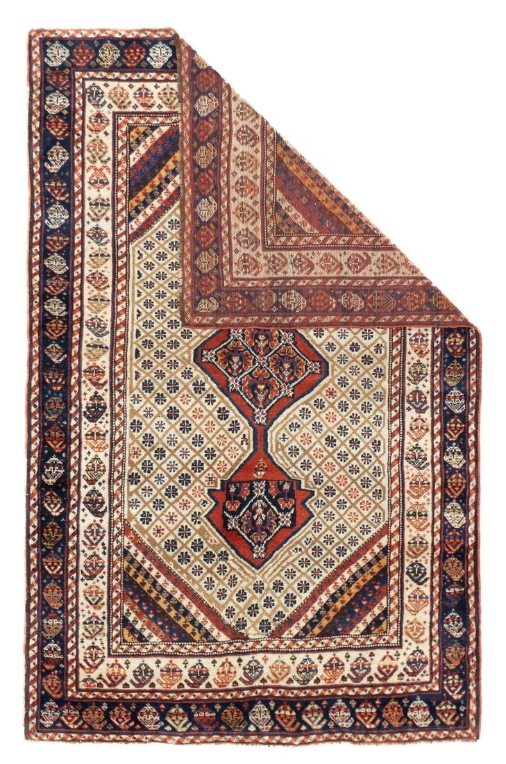 Antique Persian Qashqai Rug 3'4'' x 5'3'' - 5
