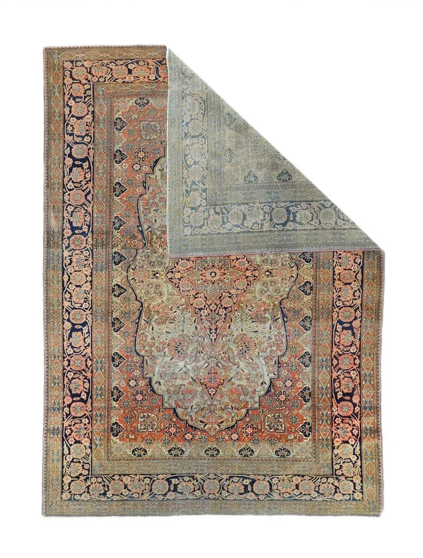 Antique Mohtasham Kashan Rug 4'6'' X 6'6'' - 3
