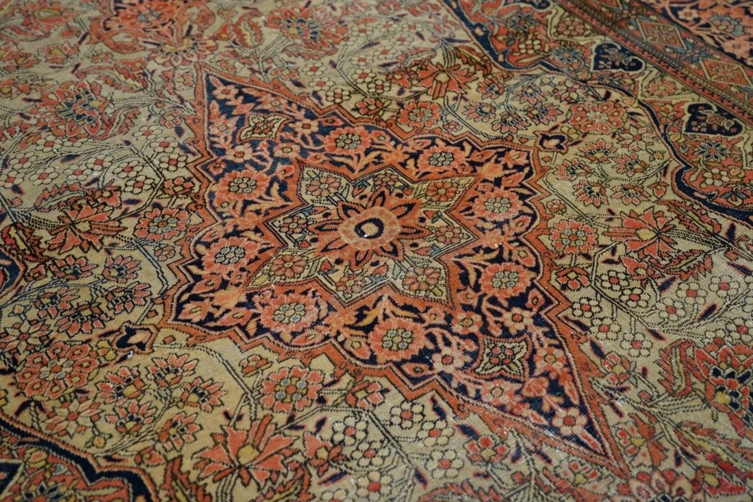 Antique Mohtasham Kashan Rug 4'6'' X 6'6'' - 9