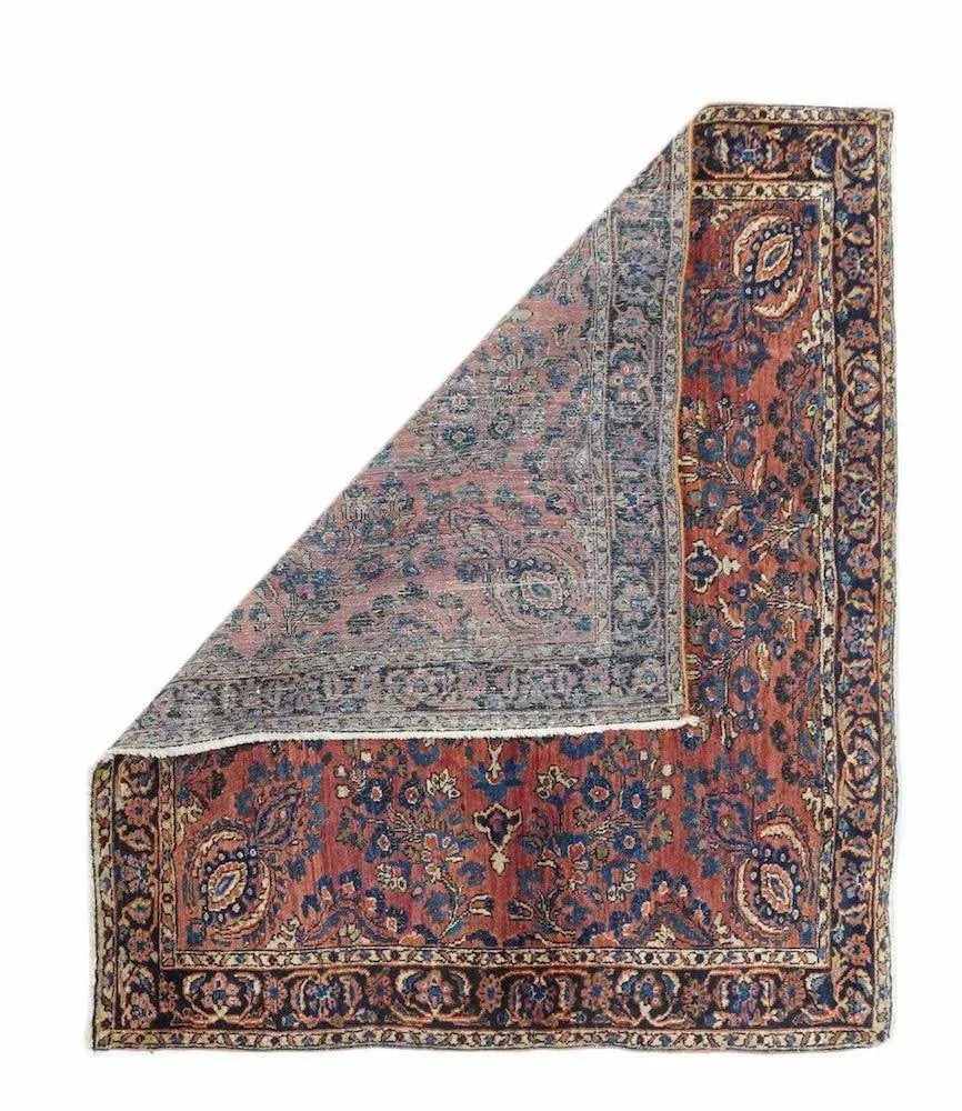 Antique Sarouk Rug 3'8'' x 4'1'' - 2