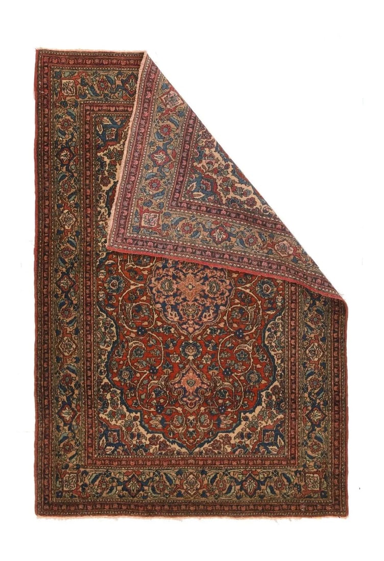 Antique Isfahan Rug 3'4'' x 4'11'' - 2