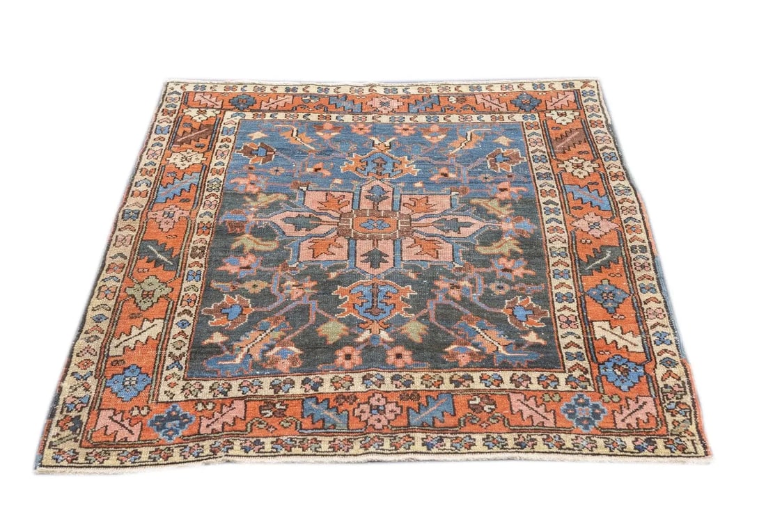 Antique Persian Heriz Rug 4' x4'5'' - 2