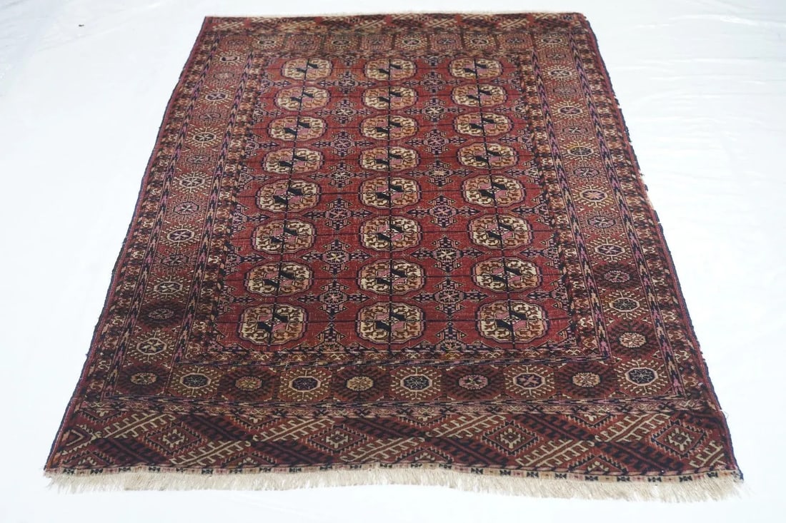 Antique Turkmen Rug 3'8'' x 5'10'' - 10